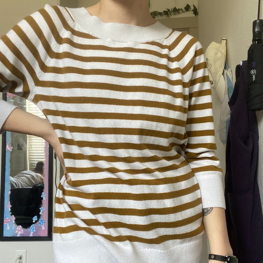 Striped loft 3/4 sleeve sweater